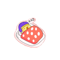 a cartoon of a person sleeping with a zzz speech bubble