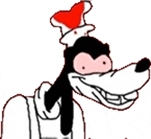 a cartoon of goofy wearing a chef 's hat .