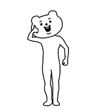 a black and white drawing of a bear giving a thumbs up sign