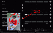 a screenshot of a video game with a red circle around a boy 's head