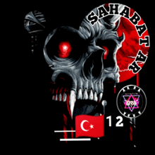 a black background with a skull and the word sahabat