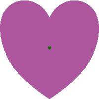 a purple heart with a small green heart inside of it