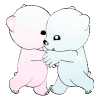 a cartoon of two teddy bears hugging each other