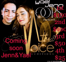 a poster that says coming soon jenn & yael auditions for $ 25