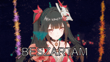 a picture of a girl with a mask on her head and the words beszartam on the bottom