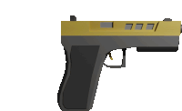 a black and gold gun with the number 777 on the top