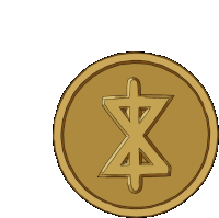 a drawing of a coin with a cross on it