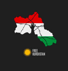 a map of a country with barbed wire and the words free kurdistan