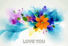 a colorful flower with the words love you written below it