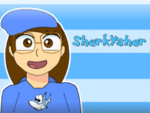 a cartoon drawing of a girl with the name sharkyshar on the bottom