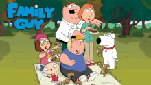 a family guy cartoon shows a family having a picnic in a park