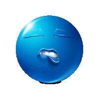 a blue smiley face with its eyes closed and its tongue sticking out