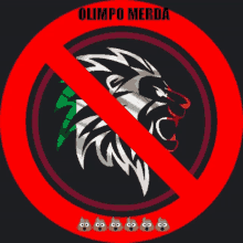 a red circle with a lion in it and the words olimpo merda