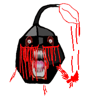 a drawing of a monster with blood coming out of his mouth