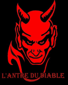 a picture of a devil with horns and the words l' antre du diable below it