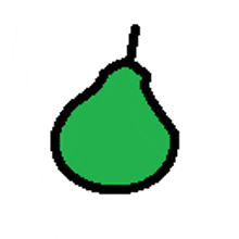 a pixel art drawing of a green pear