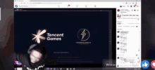 a computer screen displays a tencent games logo