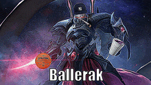 a cartoon character holding a spalding basketball and a cup with ballerak written on it