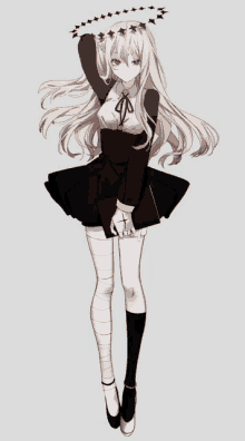 a drawing of a girl with a bandaged leg