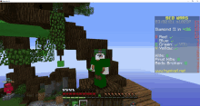 a screenshot of a video game called minecraft with a green character