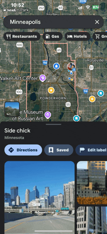 a map of minneapolis is displayed on a phone