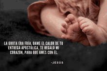 a picture of a baby 's feet with a quote from jesus below it