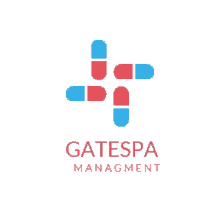 a logo for gatespa management with pills in a cross