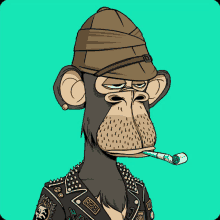 a cartoon monkey wearing a hat and a jacket with spikes