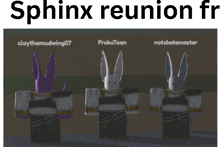 a picture of three rabbits with the words sphinx reunion fr on the top