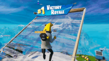 a screen shot of a video game that says " victory royale # 1 "