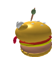 a 3d rendering of a hamburger with a pickle on top