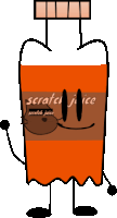 a cartoon drawing of a bottle of scratch juice with arms and legs