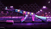 a neon colored rifle with letters r and r on it