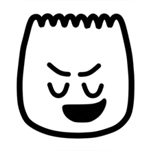 a black and white drawing of a bart simpson face with an angry expression and a smile .