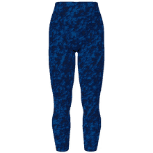 a pair of blue leggings with a pattern on them on a white background