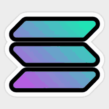 a sticker with a gradient of blue and purple lines