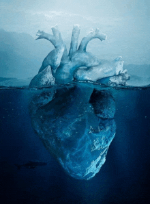 a heart shaped iceberg is floating in the ocean