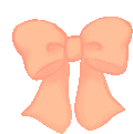 a pixel art drawing of a pink bow on a white background .