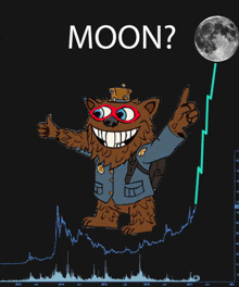 a cartoon of a bear giving a thumbs up with the word moon above