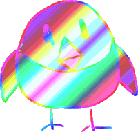 a colorful drawing of a bird with a rainbow colored beak