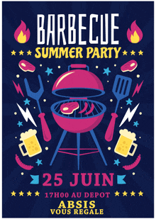 a poster for a barbecue summer party on the 25th of june