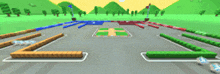 a blurred image of a race track with a cross in the middle of it