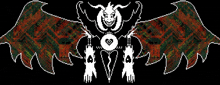 a pixel art of a demon with wings and horns