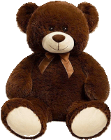 a brown teddy bear with a bow on its neck