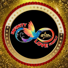 a logo for infinity love family with a bird in the middle