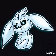 a drawing of a rabbit with arms crossed and the words imgplay below