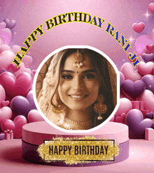 a picture of a woman with the words happy birthday rani ji