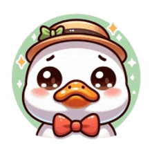 a cartoon duck with a hat and bow tie .