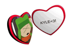 kyle < 3 is written on a heart shaped pin