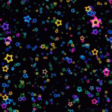 a seamless pattern of colorful stars on a dark background